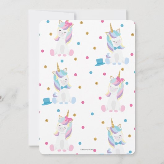 Geslacht onthullen Unicorn Boy of Girl Geslacht Kaart (Achterkant)