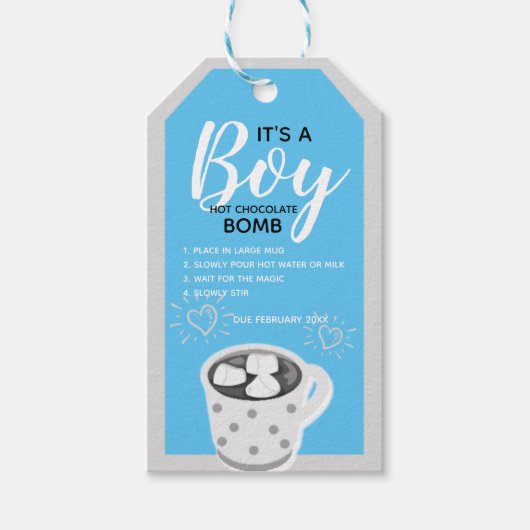 Geslacht onthullen voor jongen | Hot Cacao Bomb La Cadeaulabel (Voorkant)
