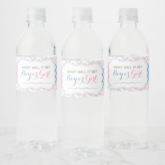Geslacht onthullen waterfles labels-blauw & roze waterfles etiket (Flessen)