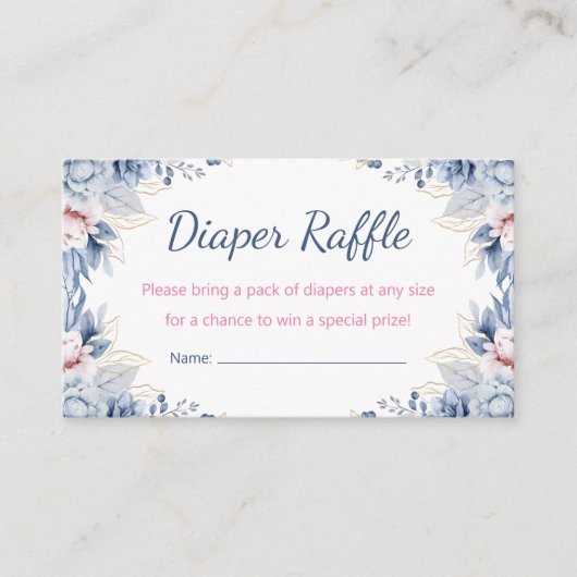 Geslacht onthullen waterverf Bloemen Luier Raffle Informatiekaartje (Voorkant)