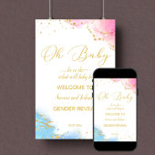 Geslacht onthullen welkomstbord oh baby roze blauw poster