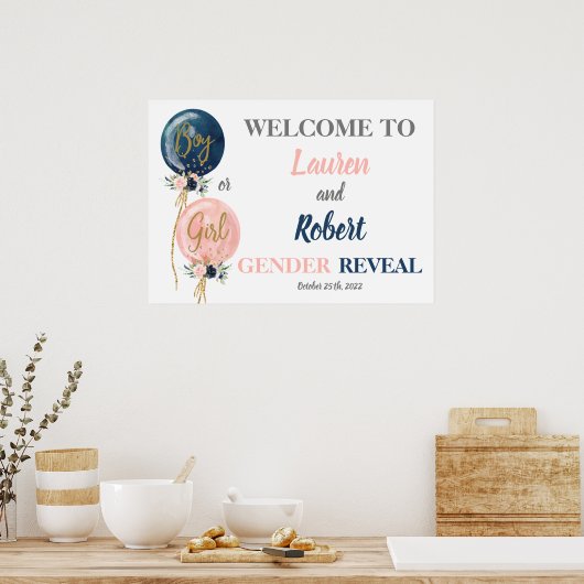 Geslacht onthullen welkomstteken poster (Keuken)