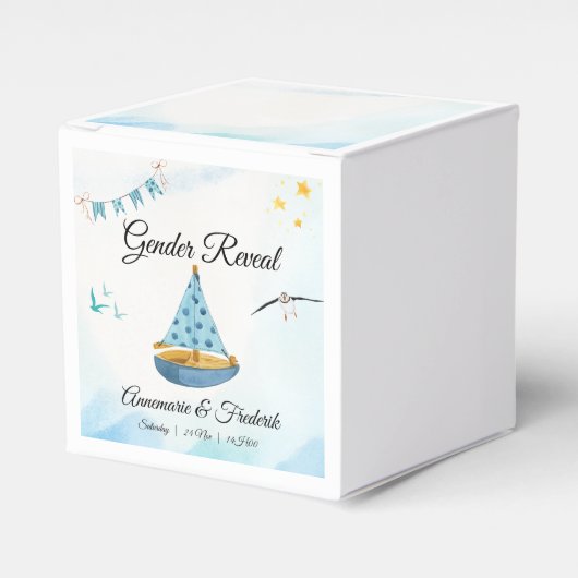 Geslacht onthullen zeilboot bedankdoosjes (Voorkant Zijde)