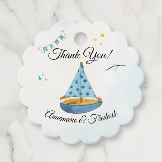 Geslacht onthullen zeilboot bedankjes labels (Voorkant)