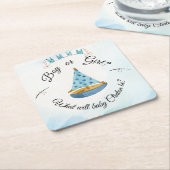 Geslacht onthullen zeilboot kartonnen onderzetters (Schuin)