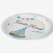 Geslacht onthullen zeilboot papier servet papieren bordje (Gekanteld)