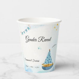 Geslacht onthullen zeilboot papieren bekers
