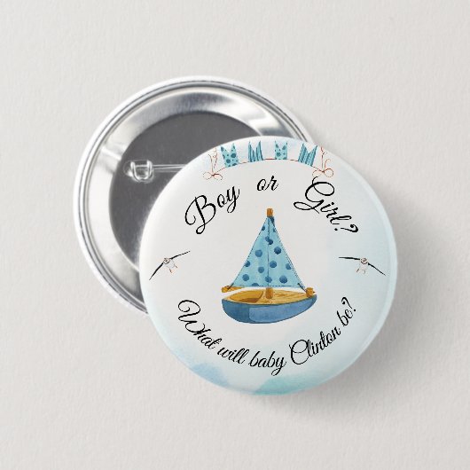 Geslacht onthullen zeilboot ronde button 5,7 cm (Voorkant /achterkant)