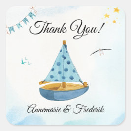 Geslacht onthullen zeilboot vierkante sticker