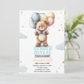 Geslacht onthullende beer babyshower uitnodiging (Staand voorkant)