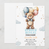 Geslacht onthullende beer babyshower uitnodiging (Voorkant / Achterkant)