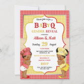 Geslacht onthulling Baby Q BBQ Red Yellow Gingham Kaart (Voorkant)