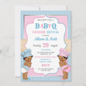 Geslacht onthulling Baby Q BBQ roze Blue Gingham Kaart (Voorkant)