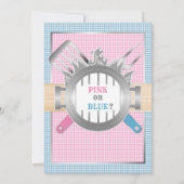 Geslacht onthulling Baby Q BBQ roze Blue Gingham Kaart (Achterkant)