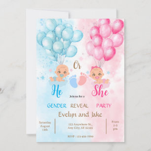 Geslacht onthulling baby shower blauw roze jongen  kaart