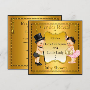 Geslacht onthulling baby shower jongen meisje goud kaart