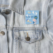 Geslacht onthulling Badge Vierkante Button 5,1 Cm (In situ)