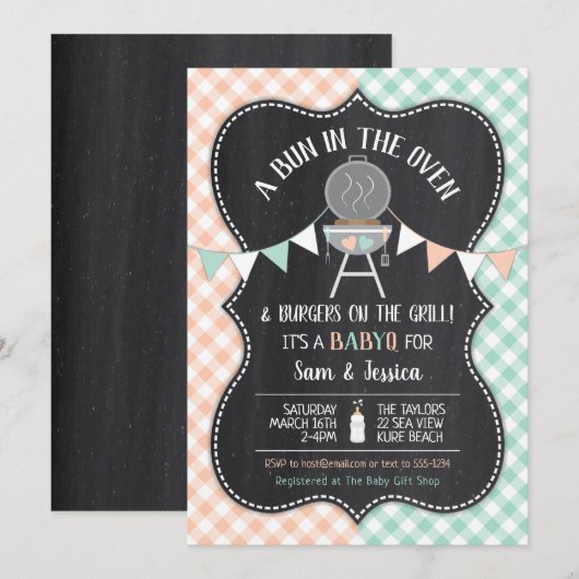Geslacht onthulling Broodje in de Oven Baby Shower Kaart (Voorkant / Achterkant)