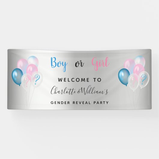 Geslacht onthulling feest jongen meisje blauw roze spandoek (Horizontaal)