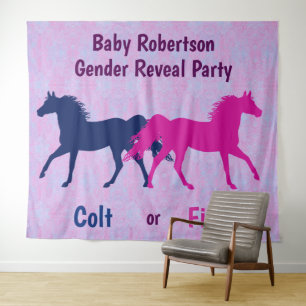 Geslacht onthulling feest voor Roze Merrie of Blau Wandkleed