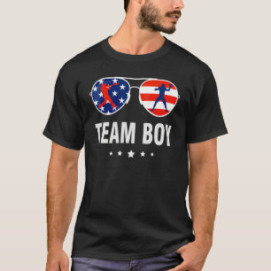 Geslacht onthulling feestteam jongen met USA vlag T-shirt