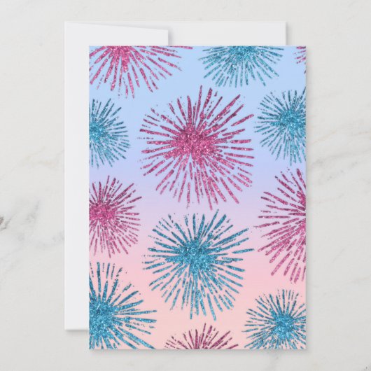 Geslacht Onthulling Roze Blauw Glitter Starburst O Kaart (Achterkant)
