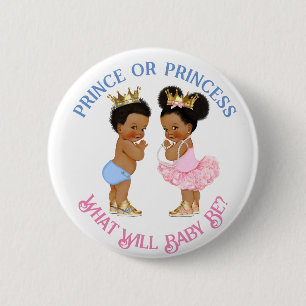 Geslacht onthulling Roze Blauw Goud Prince of Prin Ronde Button 5,7 Cm