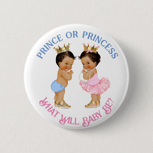 Geslacht onthulling Roze Blauw Goud voor Prins of Ronde Button 5,7 Cm
