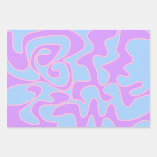 Geslacht Onthulling Roze Blauw Groovy Retro Uniek Inpakpapier Vel (Voorkant 2)