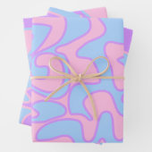 Geslacht Onthulling Roze Blauw Groovy Retro Uniek Inpakpapier Vel (In situ)