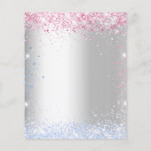 Geslacht onthulling roze blauw zilver glitters bud flyer (Achterkant)