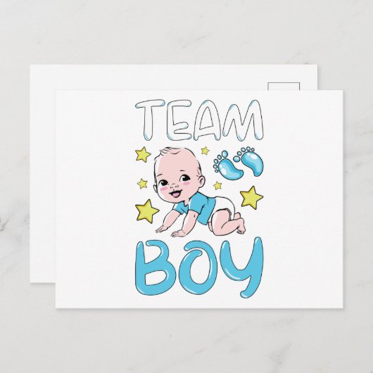Geslacht onthulling Team Jongen Feest Set Briefkaart (Voorkant / Achterkant)