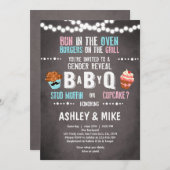 Geslacht Onthulling Uitnodiging BabyQ BBQ Koppels  (Voorkant / Achterkant)