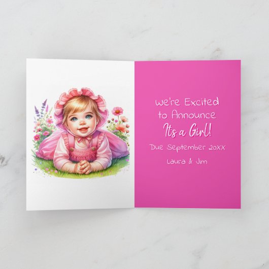 Geslacht onthult blonde baby meisje binnen kaart (Binnen)