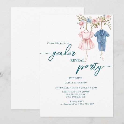 Geslacht onthult feest roze en blauwe wolk kaart (Voorkant / Achterkant)