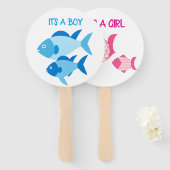 Geslacht onthult handfans schattige vis handwaaier (Voorkant en achterkant)