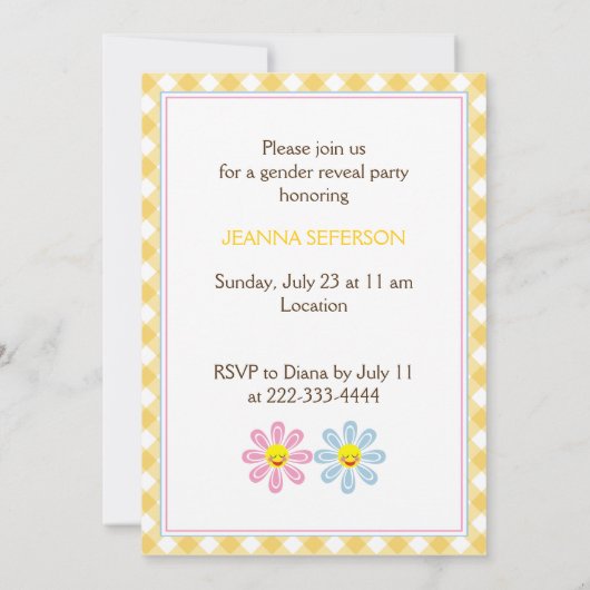 Geslacht onthult het ontwerp van de partijtekst me kaart (Achterkant)