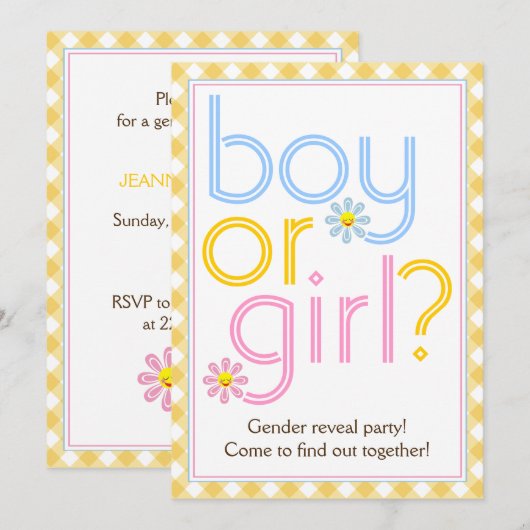 Geslacht onthult het ontwerp van de partijtekst me kaart (Voorkant / Achterkant)