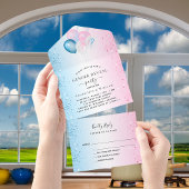 Geslacht onthult partij blauwe roze ballonnen RSVP All In One Uitnodiging