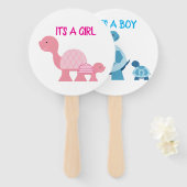 Geslacht onthult schattige schildpadden handteken handwaaier (Voorkant en achterkant)