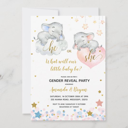 Geslacht Openbaar Baby shower Uitnodiging (Voorkant)