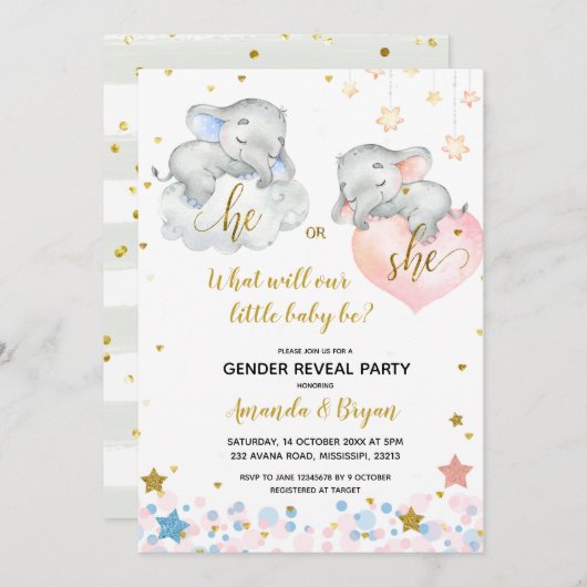 Geslacht Openbaar Baby shower Uitnodiging (Voorkant / Achterkant)