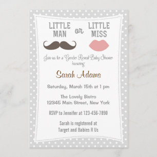 Geslacht Openbaar Baby shower Uitnodiging Mustache