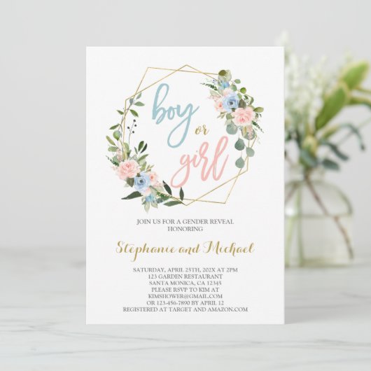 Geslacht Openbaar bloeden Uitnodiging (Staand voorkant)