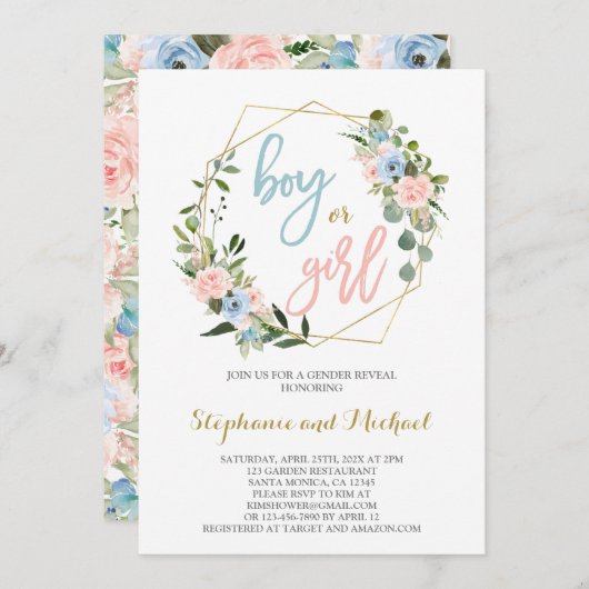 Geslacht Openbaar bloeden Uitnodiging (Voorkant / Achterkant)