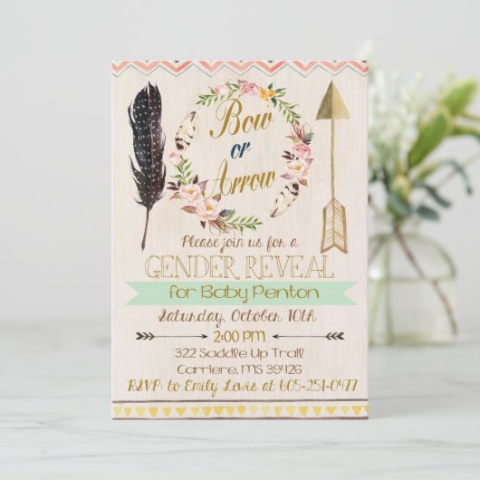 Geslacht Openbaar uitnodigen, bogen of pijlen, kru Kaart (Staand voorkant)