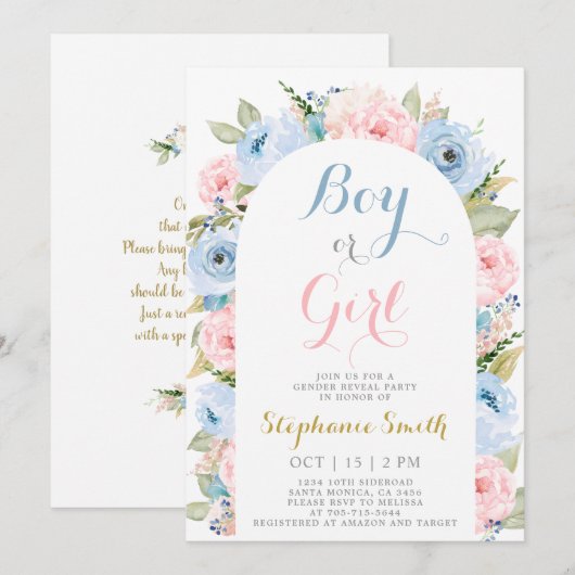 Geslacht Openbare florale Arch Uitnodiging (Voorkant / Achterkant)