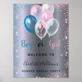 Geslacht openbaring blauw roze zilver poster (Voorkant)