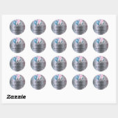 Geslacht openbaring blauw roze zilver ronde sticker (Vel)