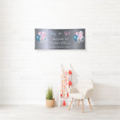 Geslacht openbaring blauw roze zilver spandoek (Insitu)